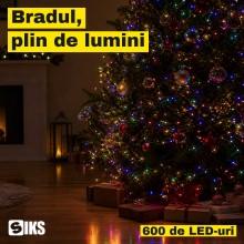 Instalatie De Craciun SIKS Fairy Lights Pentru Interior / Exterior Sau Brad, 600 Led-uri Culoare Multicolor, Lungime 30 Metri...