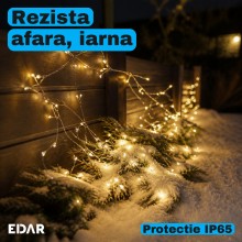 Instalatie de Craciun EDAR Fairy Lights, 600 LED-uri Alb Cald, Fir Metalic de 30 m, 8 Jocuri de Lumini cu Telecomanda si Time...