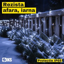 Instalatie de Craciun SIKS Fairy Lights, 600 LED-uri Alb Rece, Fir Metalic de 30 m, 8 Jocuri de Lumini cu Telecomanda si Time...
