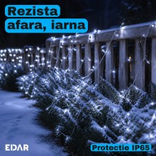 Instalatie de Craciun EDAR Fairy Lights, 600 LED-uri Alb Rece, Fir Metalic de 30 m, 8 Jocuri de Lumini cu Telecomanda si Time...