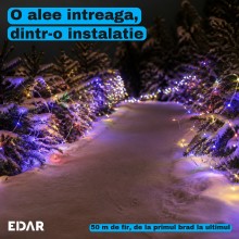 Instalatie De Craciun EDAR Fairy Light Pentru Interior / Exterior Sau Brad, 1000 Led-uri Culoare Multicolor, Lungime 50 Metri...