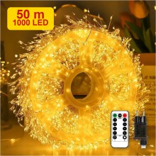 Instalatie De Craciun EDAR Fairy Light Pentru Interior / Exterior Sau Brad, 1000 Led-uri Culoare Alb Cald, Lungime 50 Metri, ...