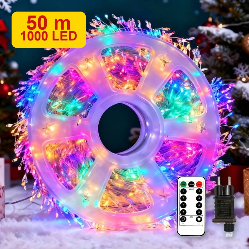 Instalatie De Craciun SIKS Fairy Light Pentru Interior / Exterior Sau Brad, 1000 Led-uri Culoare Multicolor, Lungime 50 Metri... Instalatie De Craciun SIKS Fairy Light Pentru Interior / Exterior Sau Brad, 1000 Led-uri Culoare Multicolor, Lungime 50 Metri...