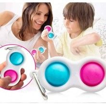 Jucarie senzoriala EDAR® tip breloc, joc antistres, 2 bule de silicon, multicolor