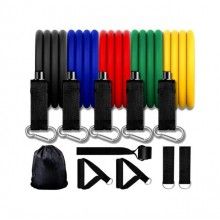 Set sistem de antrenament EDAR® 5 corzi elastice fitness, extensibile, cu accesorii, 120 cm