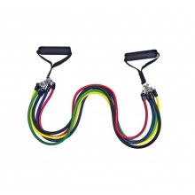 Set sistem de antrenament EDAR® 5 corzi elastice fitness, extensibile, cu accesorii, 120 cm
