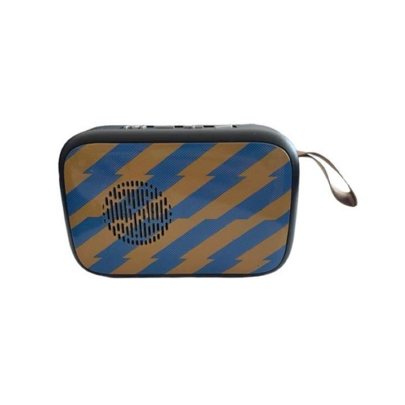 Boxa portabila SIKS® cu baterie reincarcabila, mini difuzor, cablu USB, albastru/maro