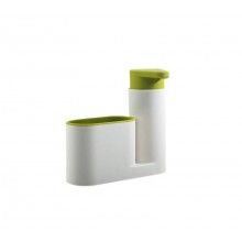 Organizator EDAR® chiuveta baie si bucatarie, suport pentru burete si dispenser detergent, alb/verde Organizator EDAR® chiuveta baie si bucatarie, suport pentru burete si dispenser detergent, alb/verde