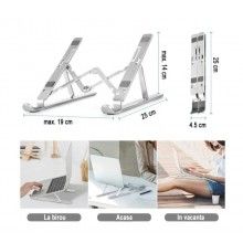 Suport laptop SIKS® pliabil, universal, aluminiu rezistent, argintiu