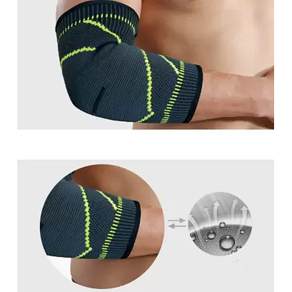Cotiera Elastica, Protectie Pentru Cot, Fasa Compresiva, Marime Universala, Negru Cu Verde 2.jpg