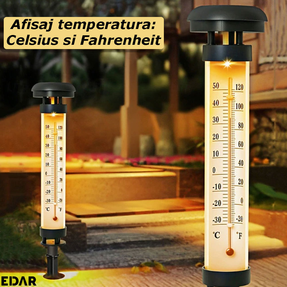 Afisajul temperaturii cu lampa solara de gradina