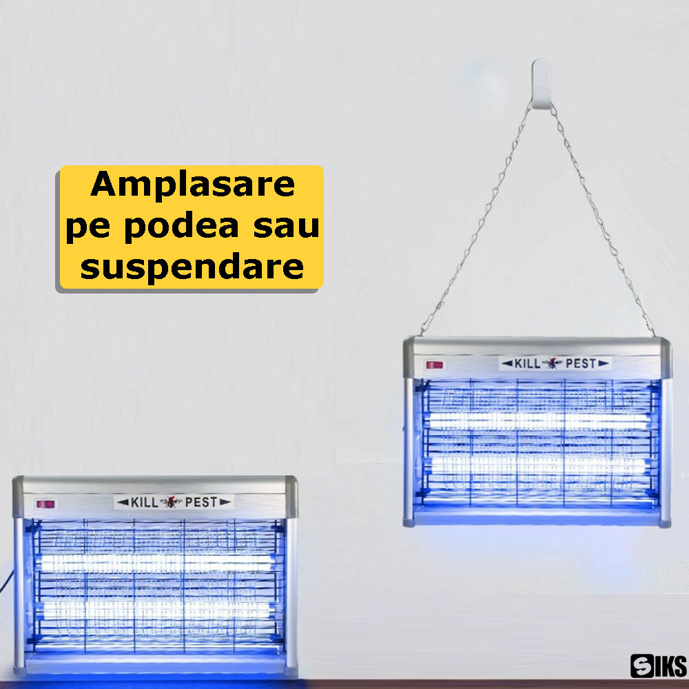 Amplasarea lampii UV anti-insecte pe podea sau prin suspendare