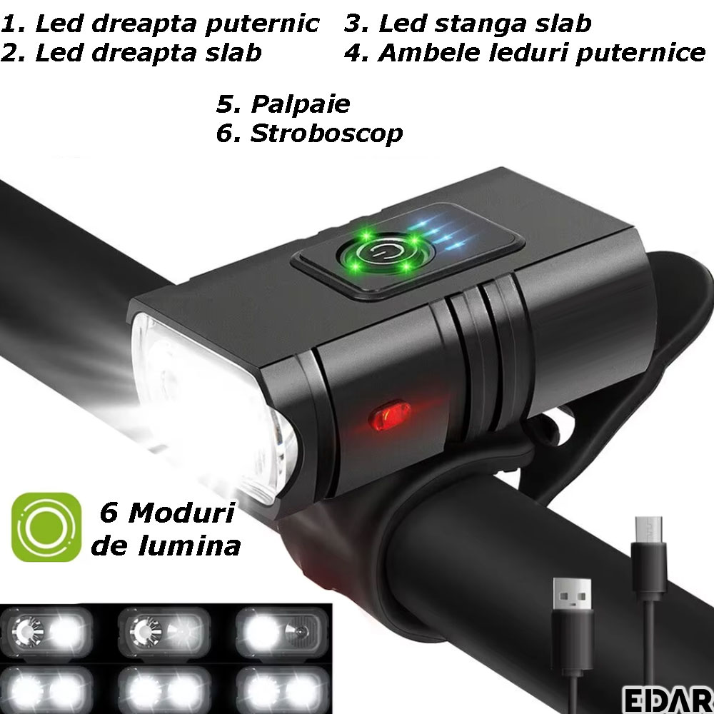 Cele 6 moduri de iluminare ale lampii pentru bicicleta
