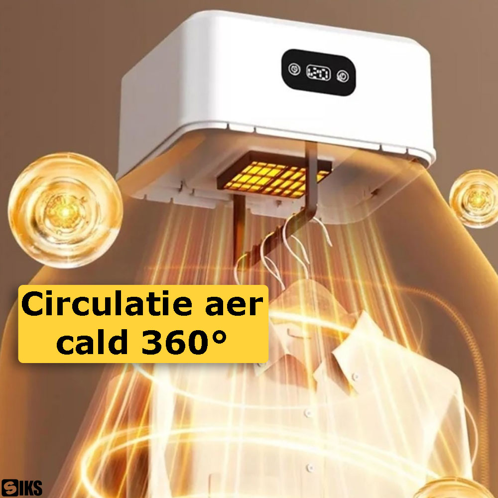 Circulatia aerului cald in timpul functionarii uscatorului de rufe
