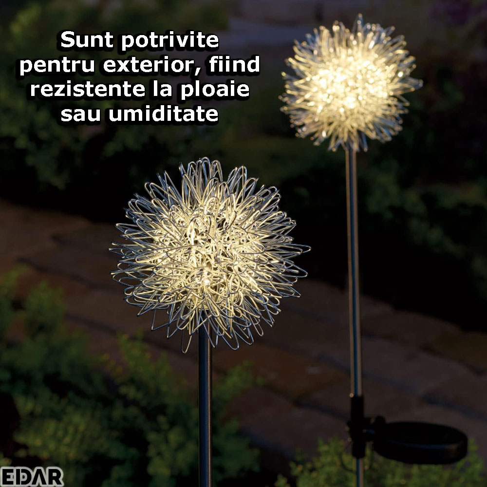 Constructia rezistenta la apa a lampilor solare tip papadie