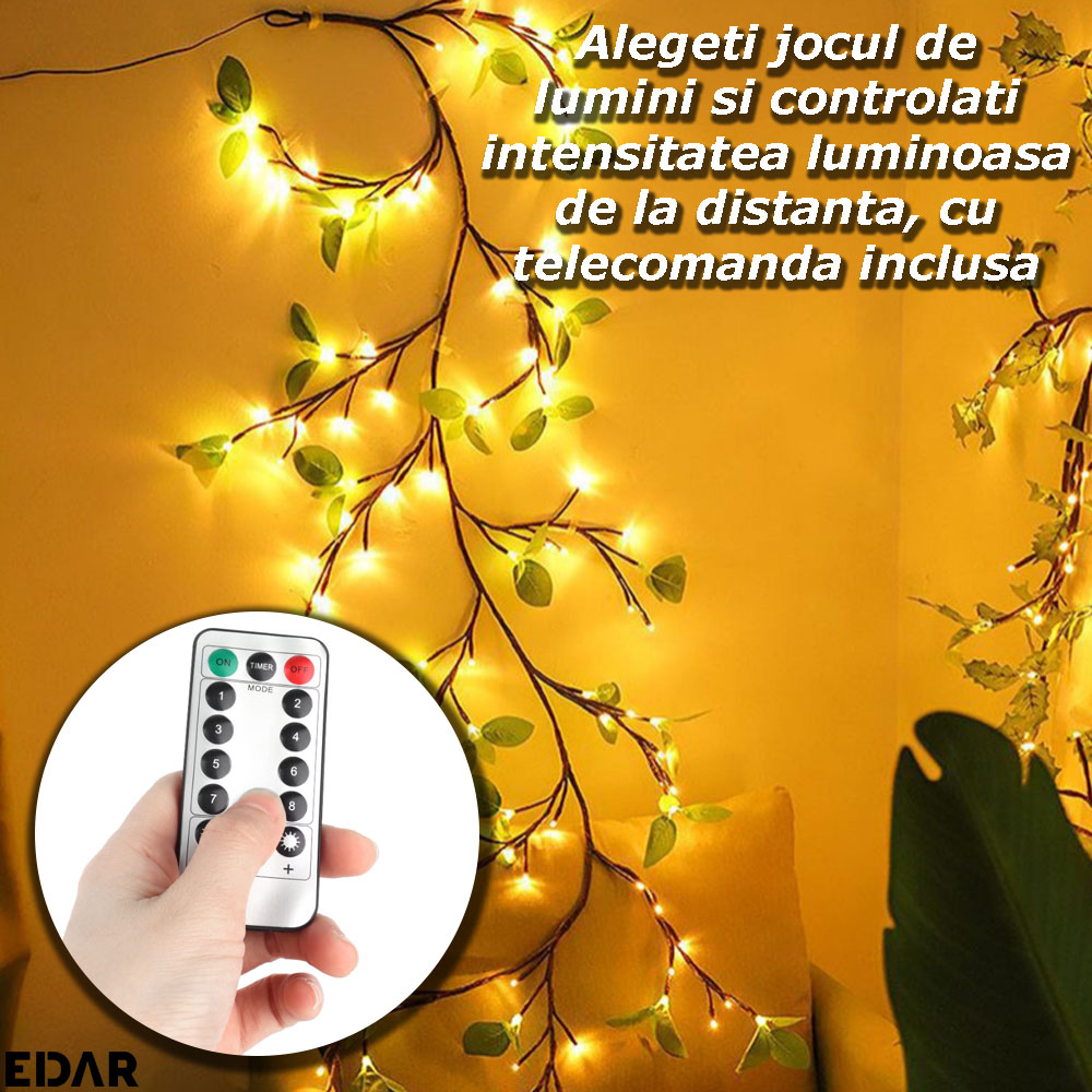 Controlul prin telecomanda al ghirlandei luminoase model frunze