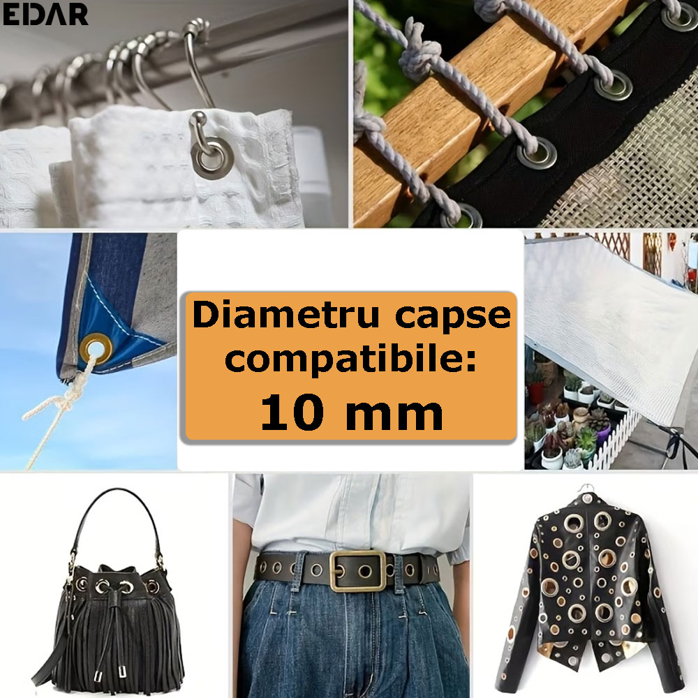 Diametrul capselor compatibile cu clestele EDAR