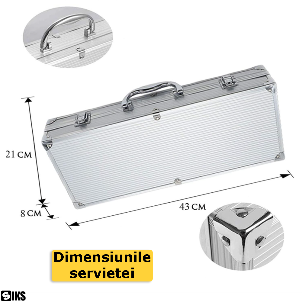 Dimensiunile servietei cu ustensile pentru gratar