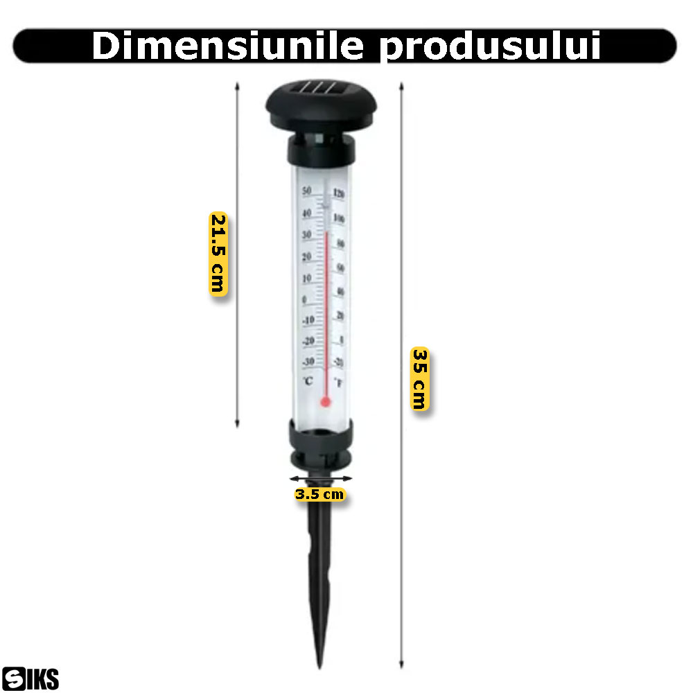 Dimensiunile termometrului SIKS pentru gradina