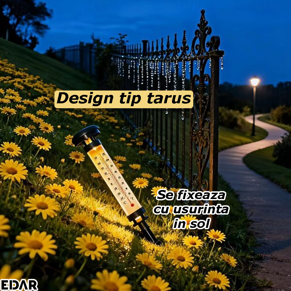 Fixarea cu tarus a lampilor solare tip termometru