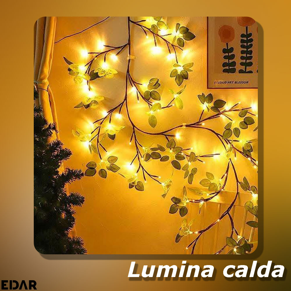 Lumina calda emisa de ghirlanda luminoasa model frunze
