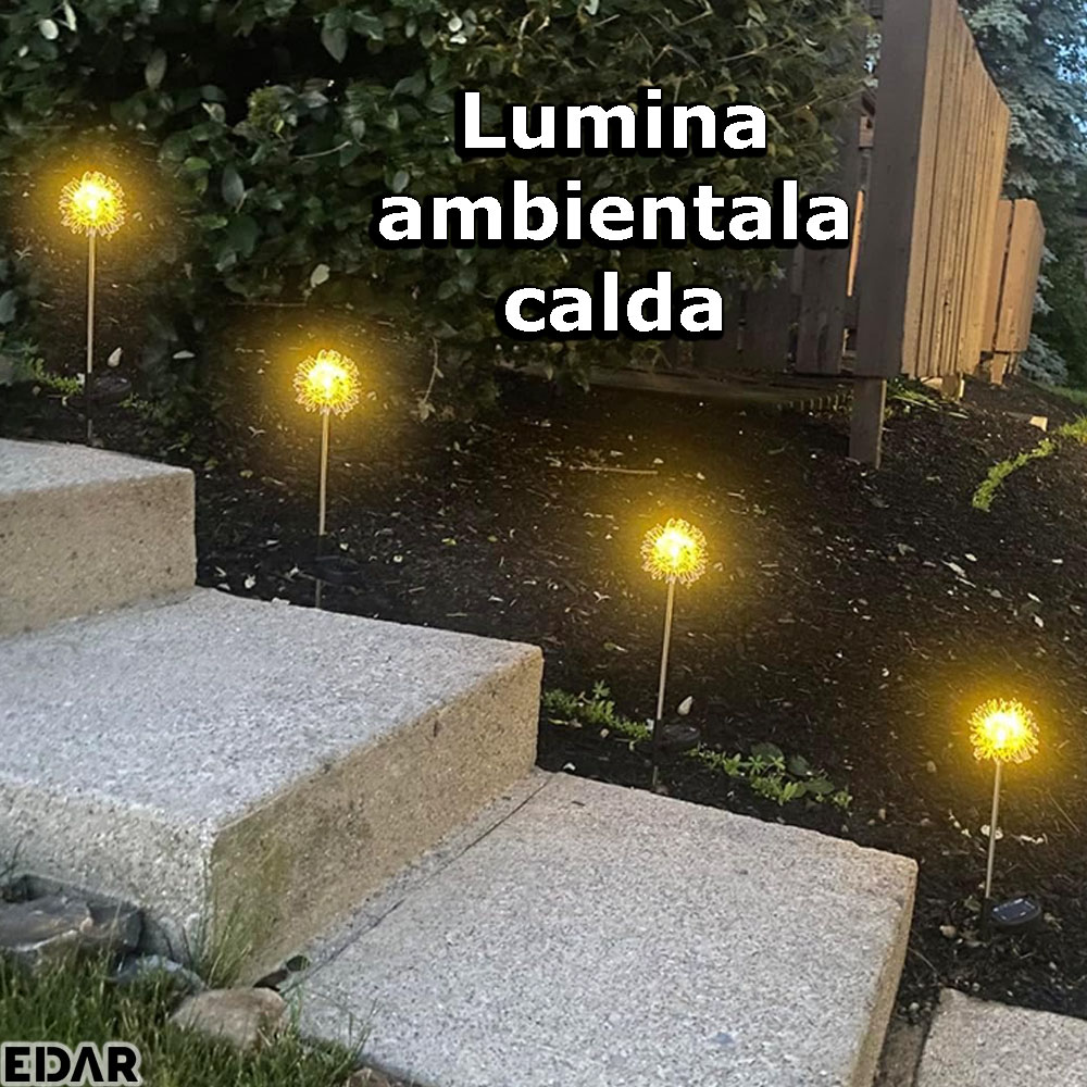 Lumina calda emisa de lampile solare tip papadie