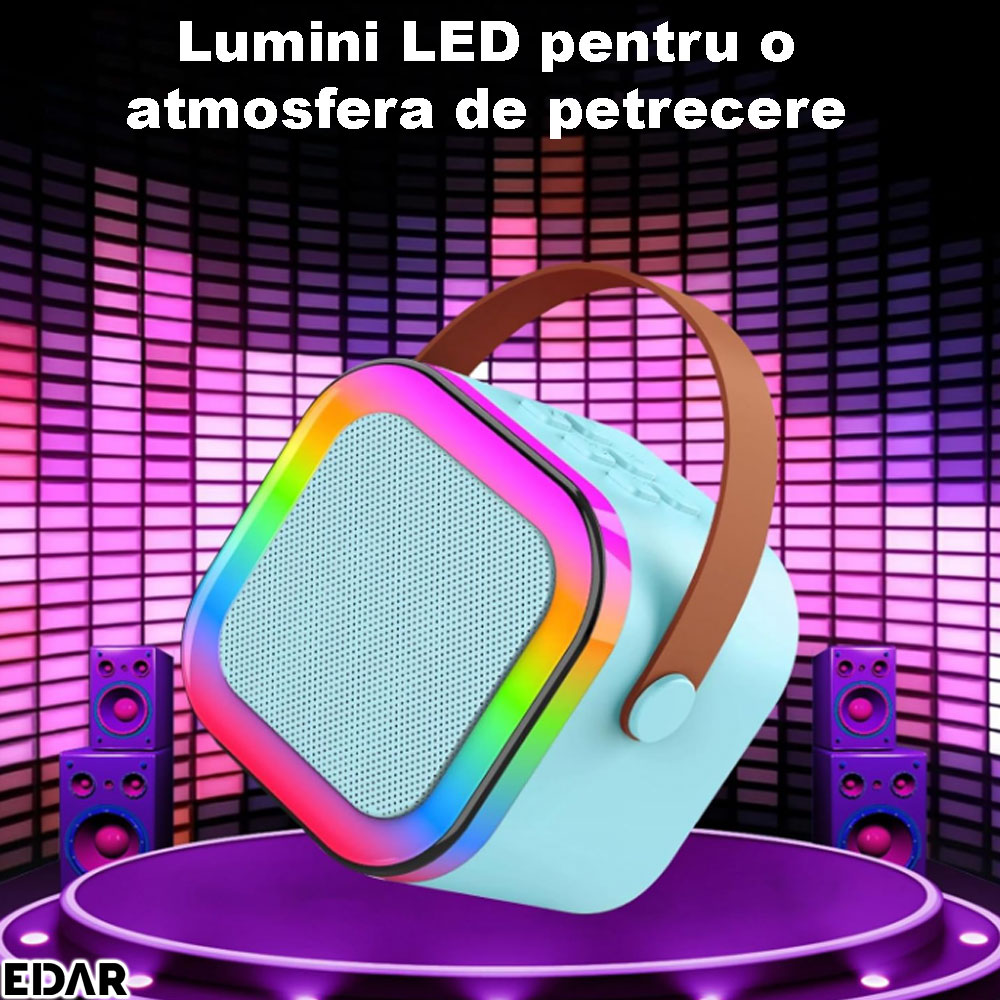 Luminile LED RGB emise de boxa portabila EDAR, albastra