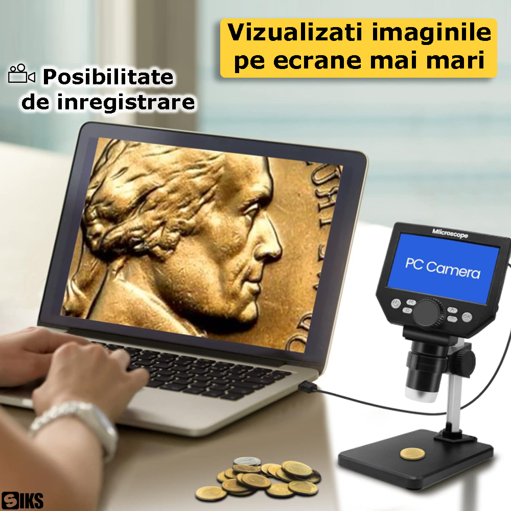 Posibilitatea de inregistrare si redare pe ecrane mai mari a imaginilor suprinse de microscopul digital