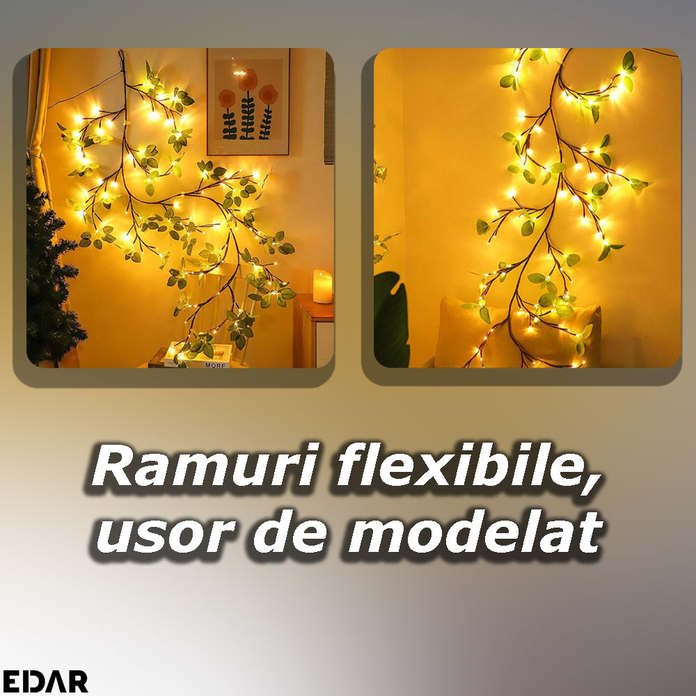 Ramurile flexibile si usor de modelat ale ghirlandei luminoase