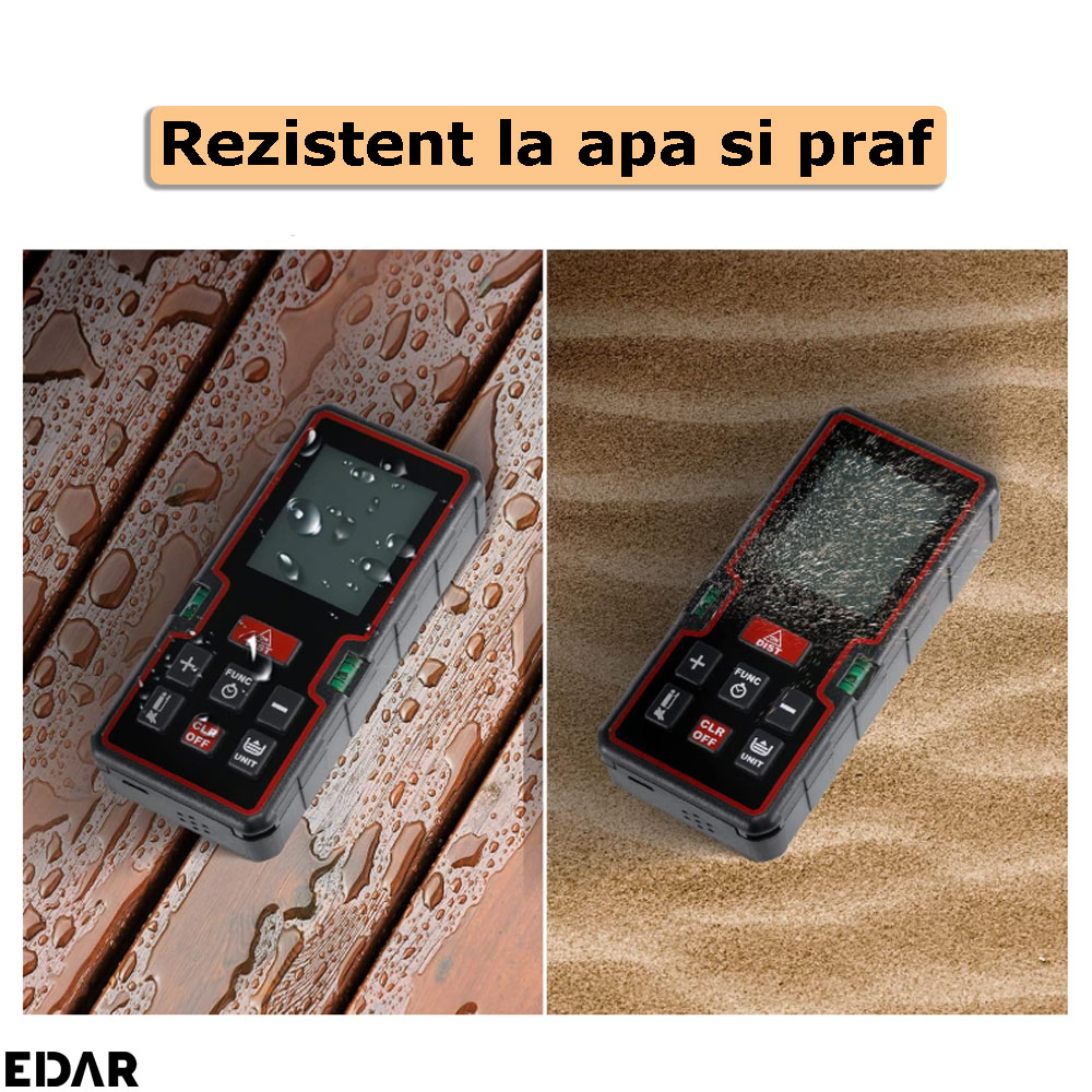 Rezistenta la apa si praf a telemetrului EDAR