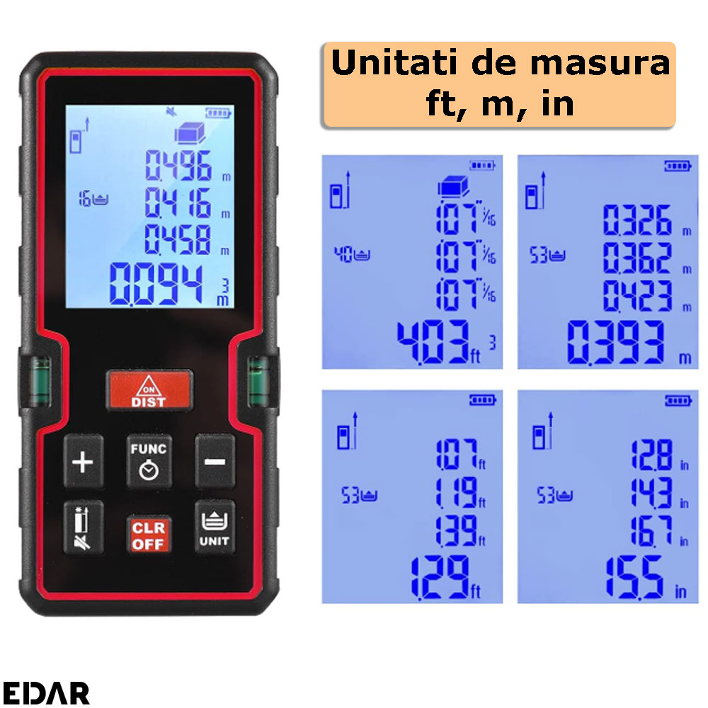 Unitatile de masura disponibile pentru telemetrul laser EDAR