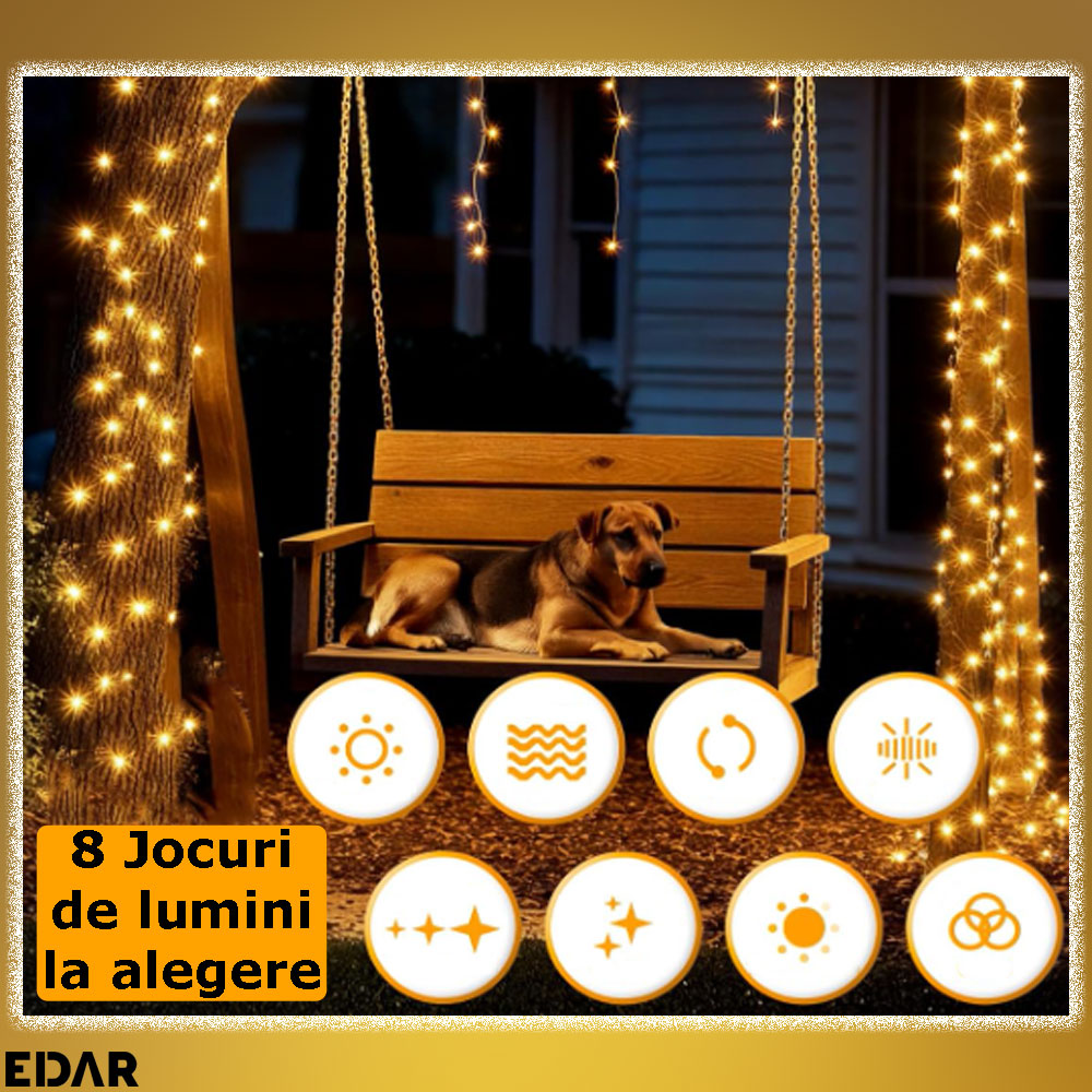 Instalatie De Craciun LED Cu Alimentare Priza EDAR, Liniara, InteriorExterior, Jocuri De Lumini, Fir Transparent, Rola 50 M, 400 Leduri, Alb Cald (3).jpg