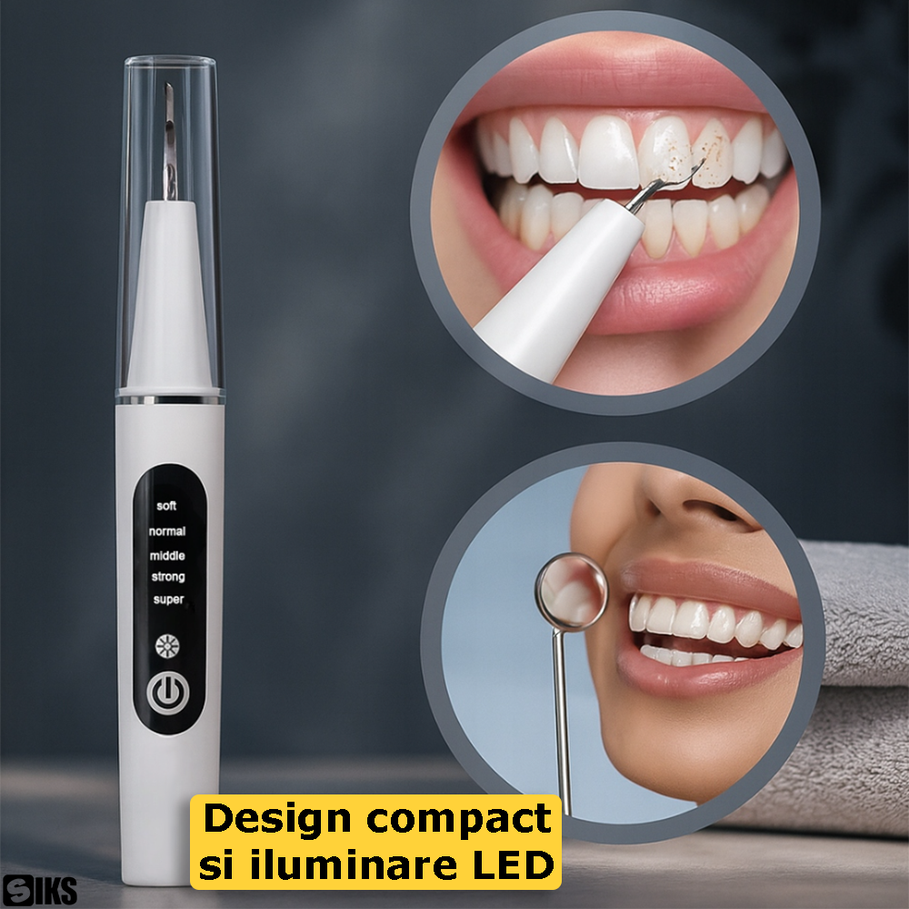 designul compact si iluminarea led a dispozitivului pentru detartraj siks