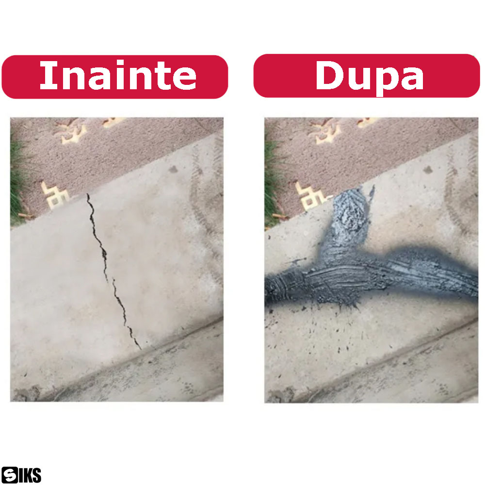 spray de etansare siks, gri, vedere inainte si dupa
