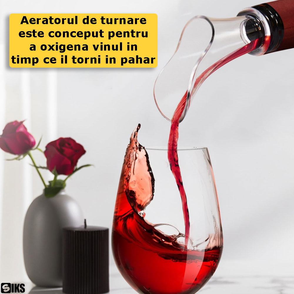 aeratorul de turnare inclus in pachetul tirbusonului pentru vin SIKS