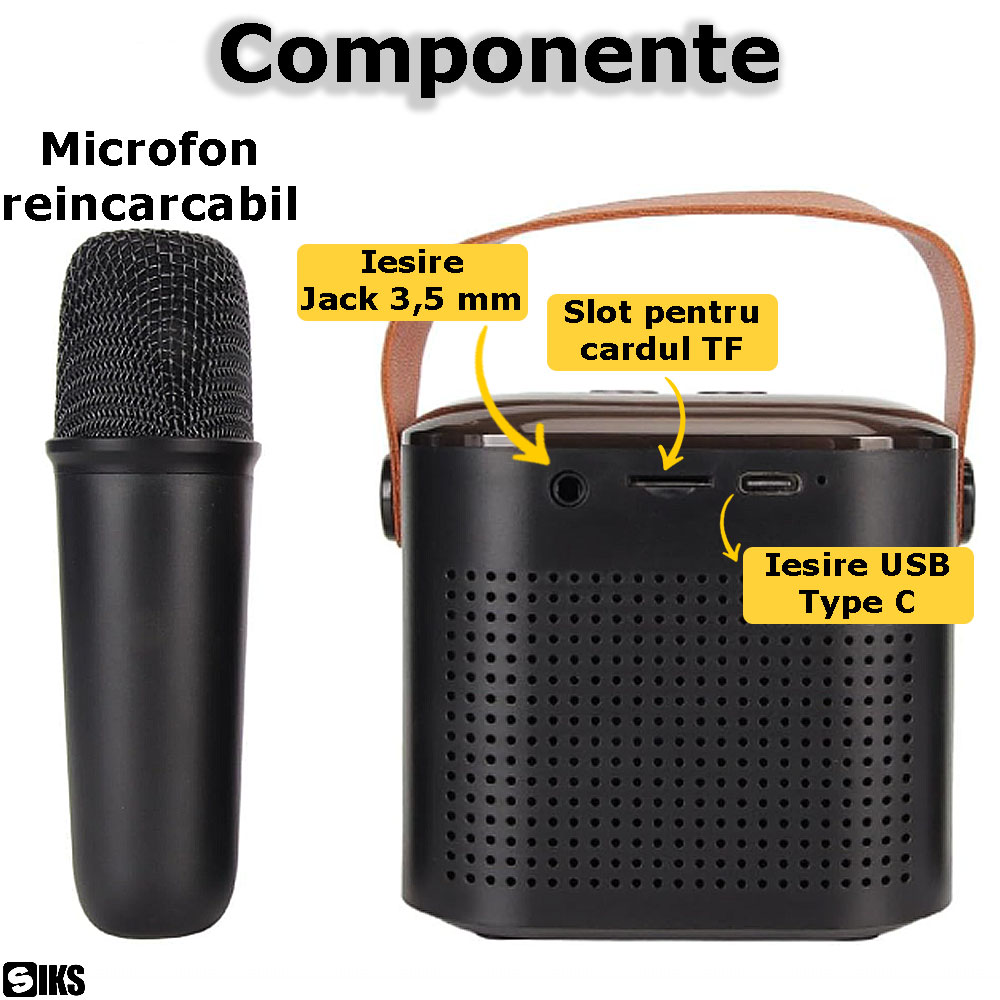 componentele boxei portabile bluetooth siks, neagra