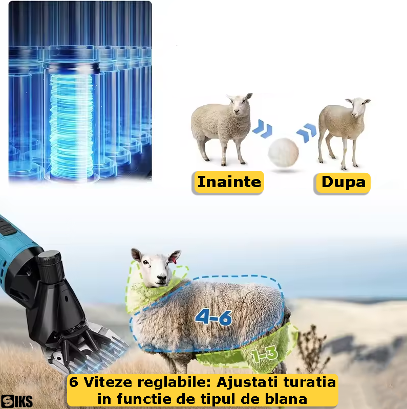 Cele 6 viteze reglabile ale masinii de tuns electrice pentru oi SIKS