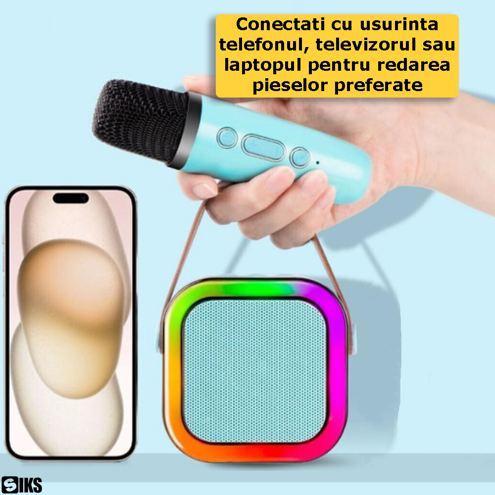 Conexiunea la televizor sau telefon a boxei pentru karaoke SIKS