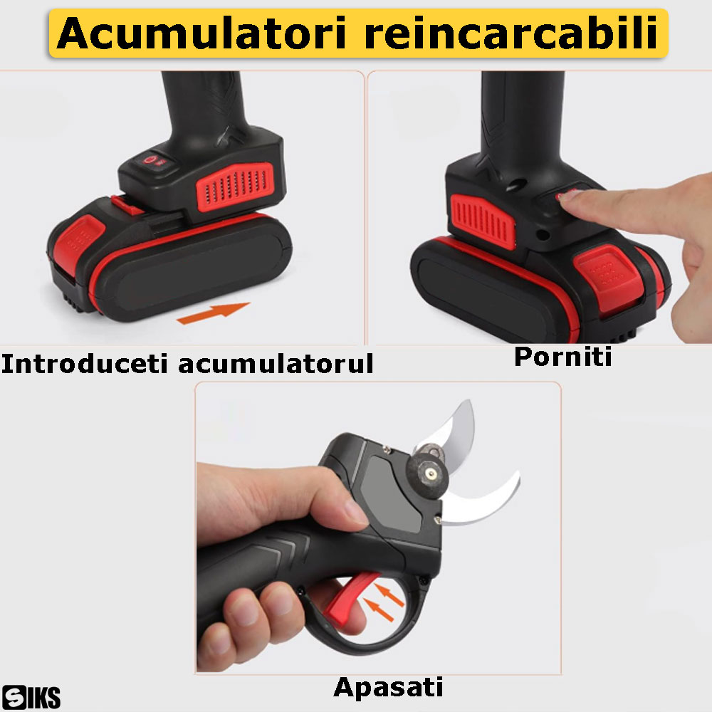 Acumulatorii reincarcabili inclusi pentru foarfeca electrica automata SIKS