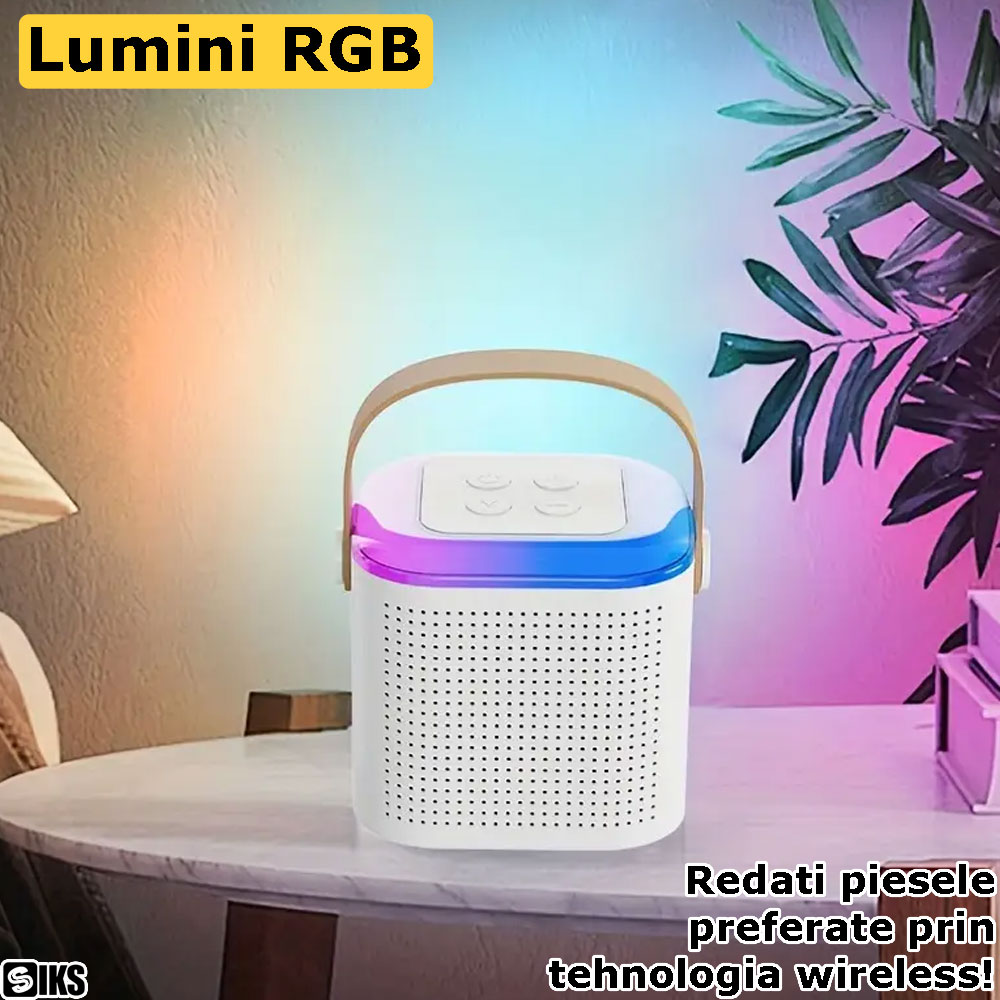 luminile led rgb ale setului 2 in 1 pentru karaoke siks, alb