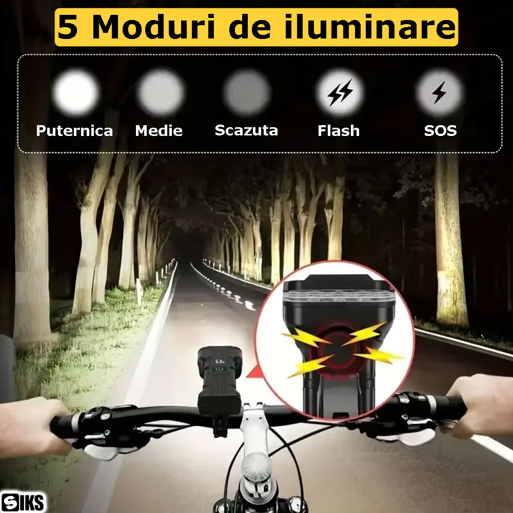 modurile de lumina ale lanternei pentru bicicleta siks