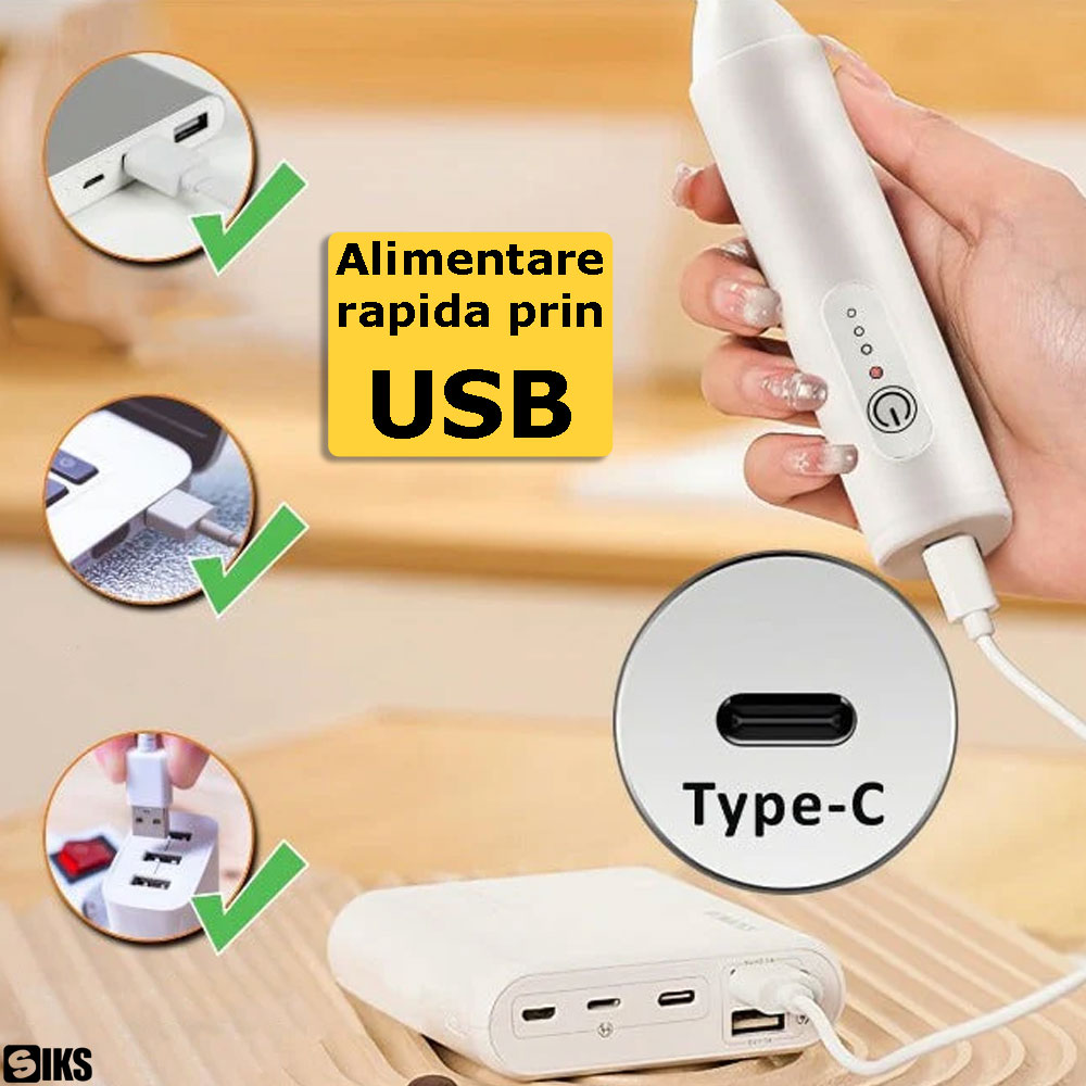 Alimentarea prin USB a mixerului spumator pentru lapte, alb