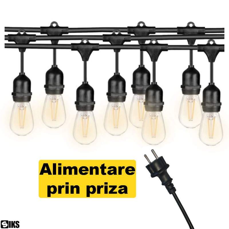 Alimentarea prin priza a ghirlandei cu becuri
