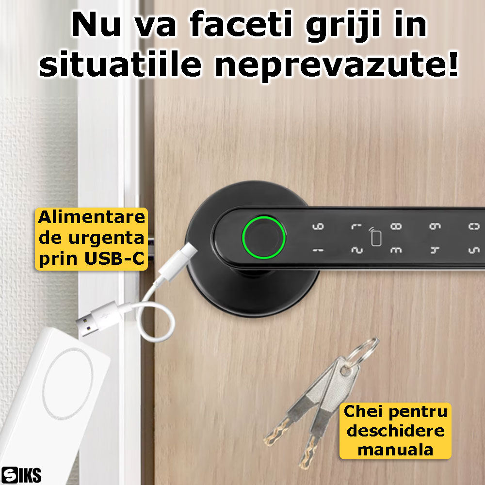 Alimentarea yalei prin USB-C si deschiderea prin intermediul cheii mecanice