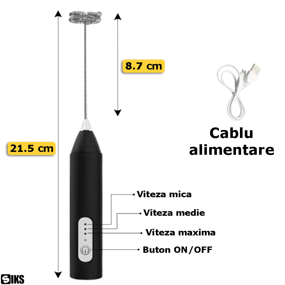 Componentele si dimensiunile spumatorului pentru lapte SIKS