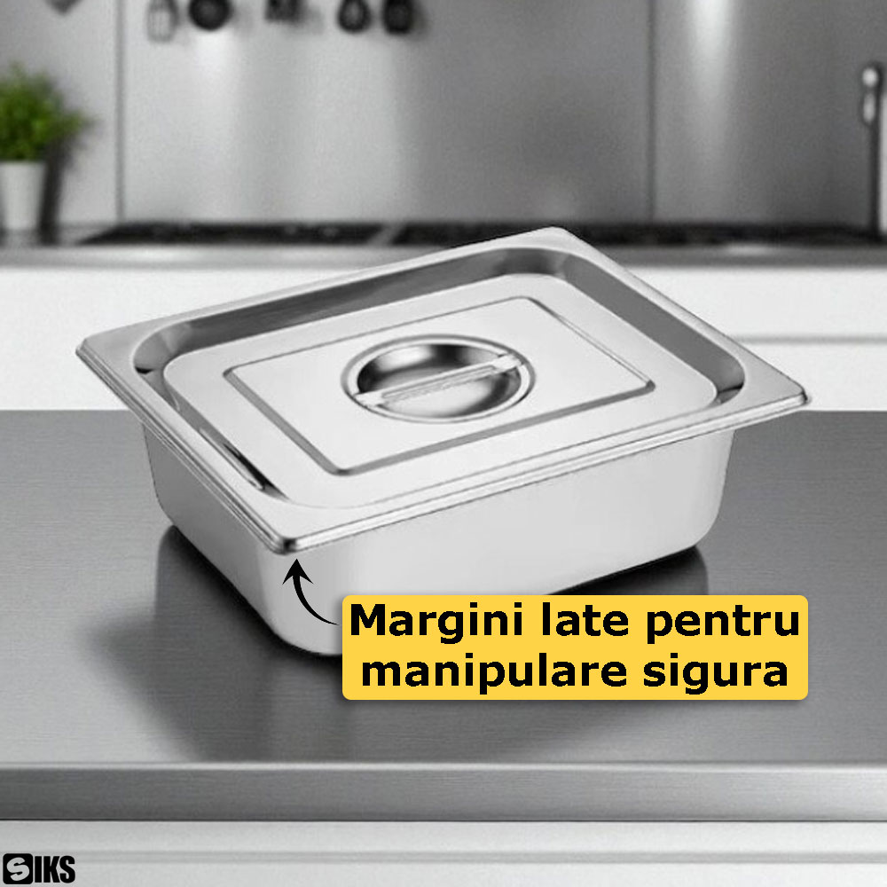 Designul cu margini late al tavitei gastronorm SIKS
