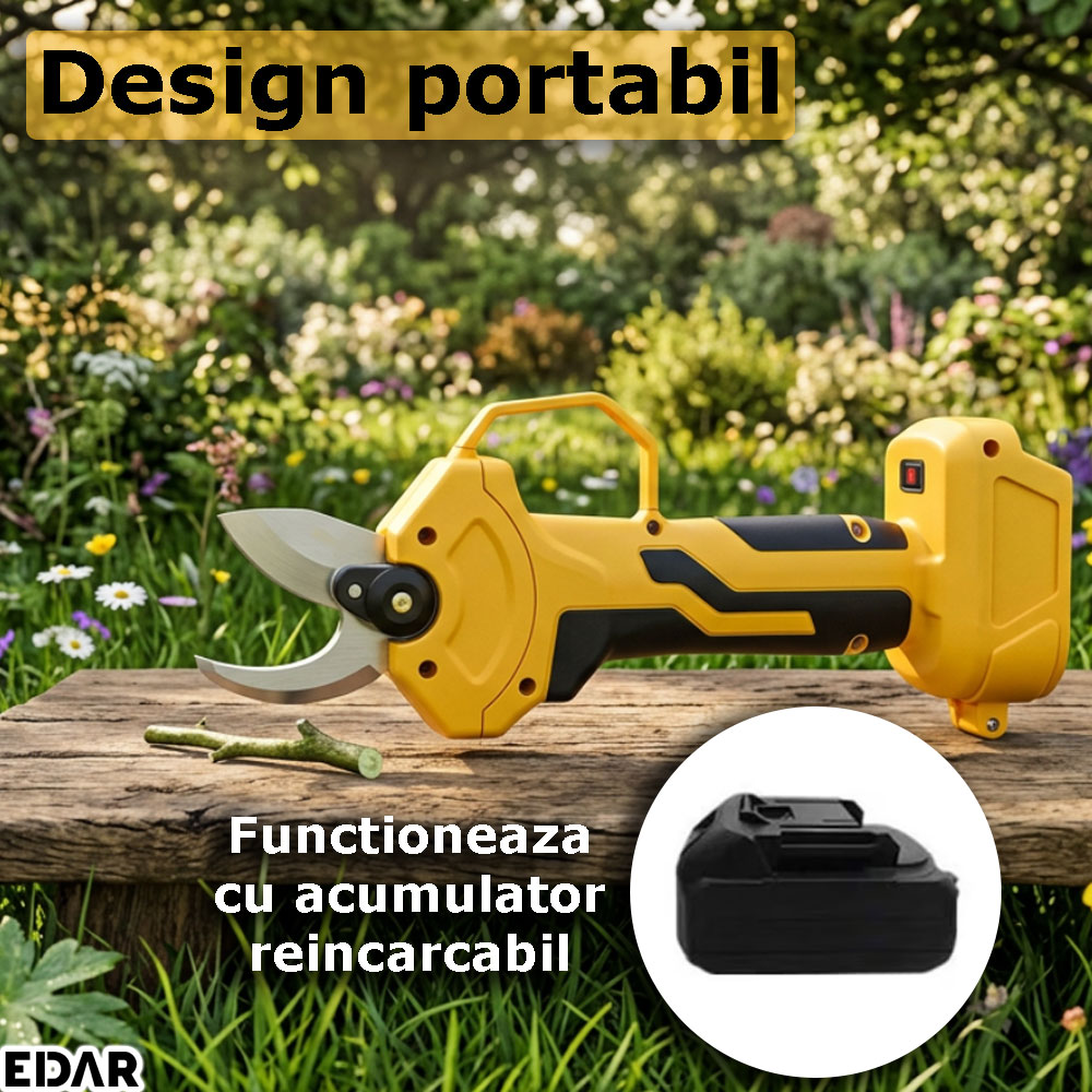 Designul portabil si acumulatorul reincarcabil inclus in pachet