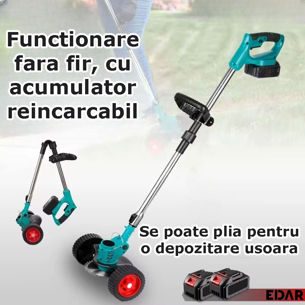 Functionarea fara fir cu ajutorul acumulatorilor reincarcabili a motocoasei electrice