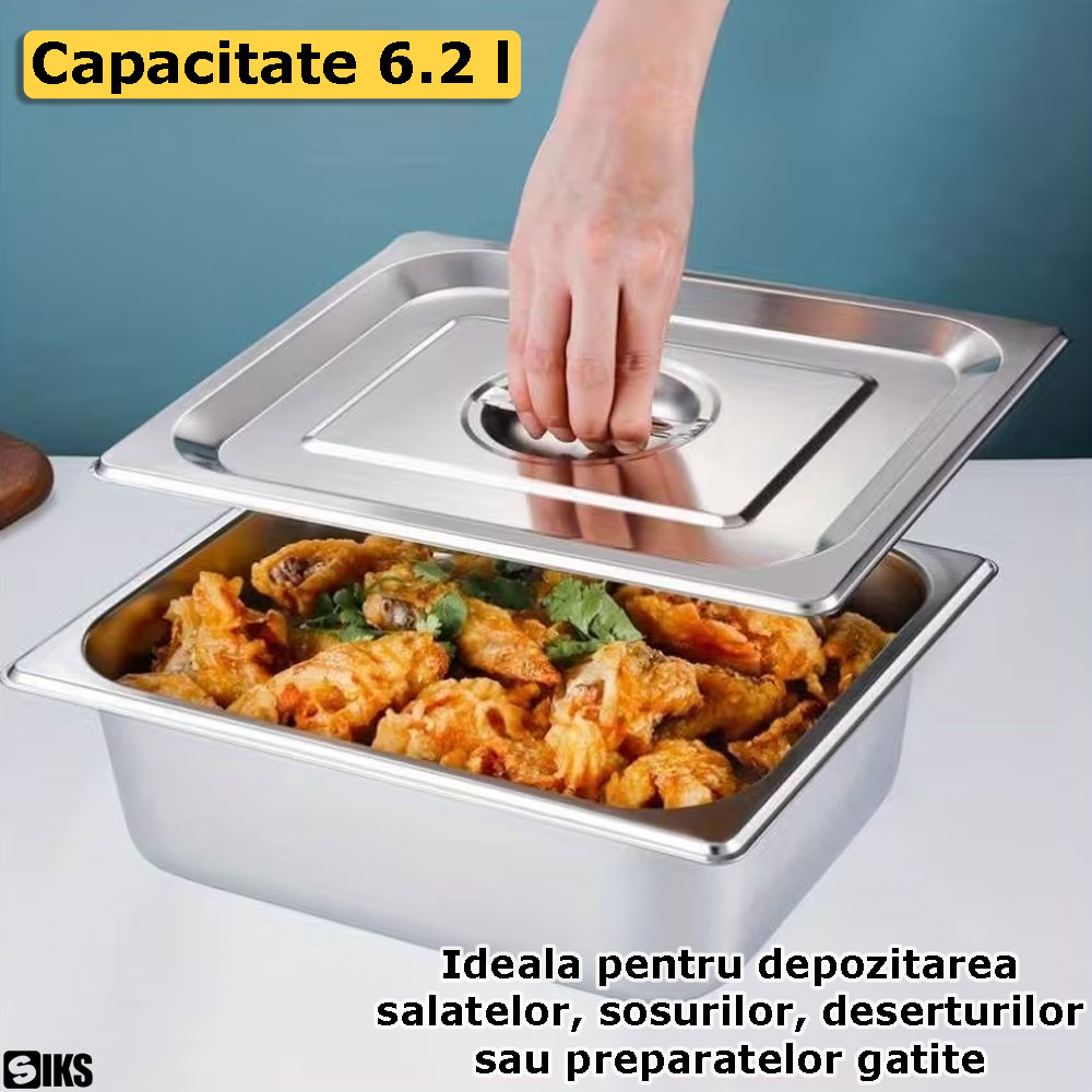 Scopul utilizarii si capacitatea de 6.2 litri ale tavitei gastronorm SIKS