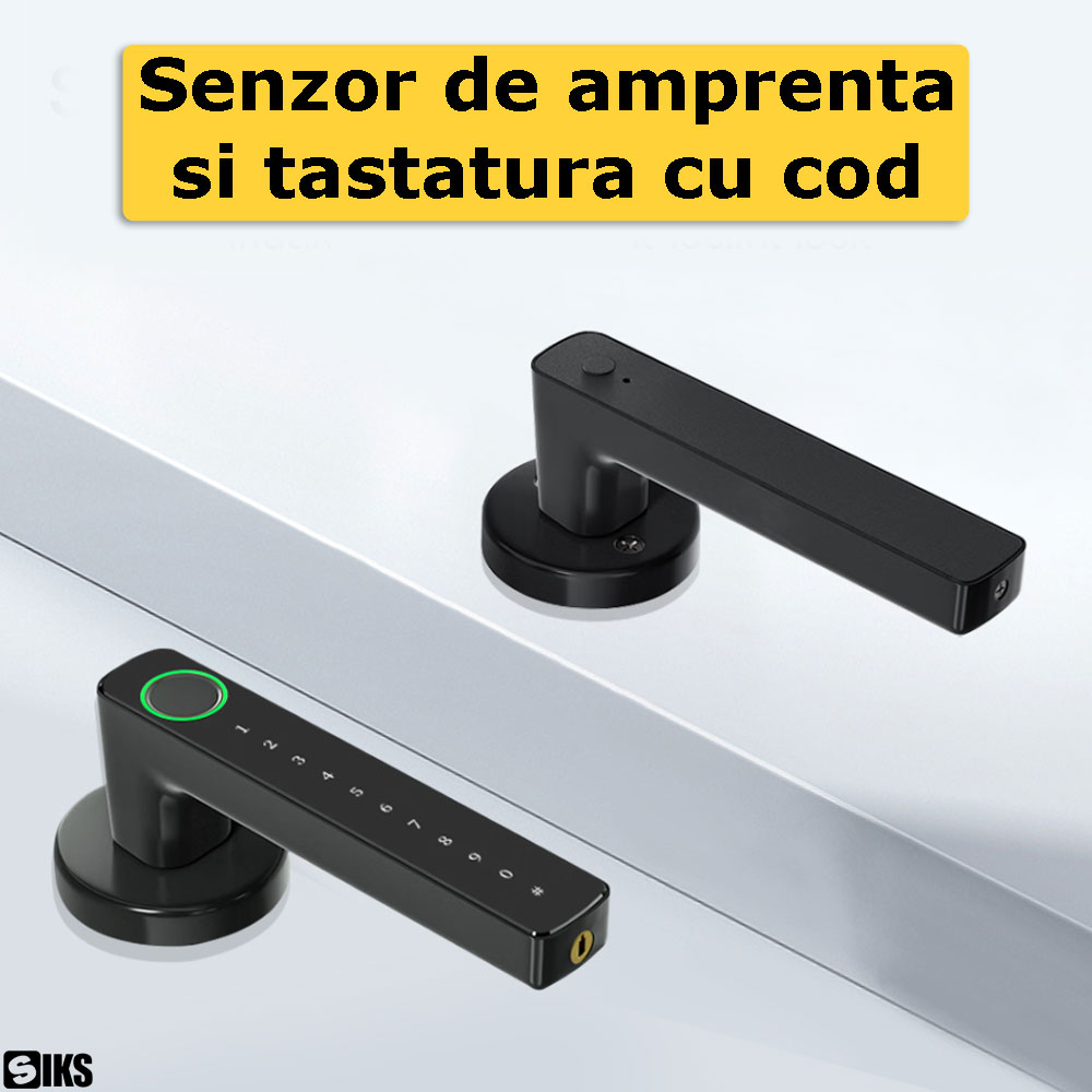 Senzorul de amprenta si tastatura cu cod din componenta manerului inteligent